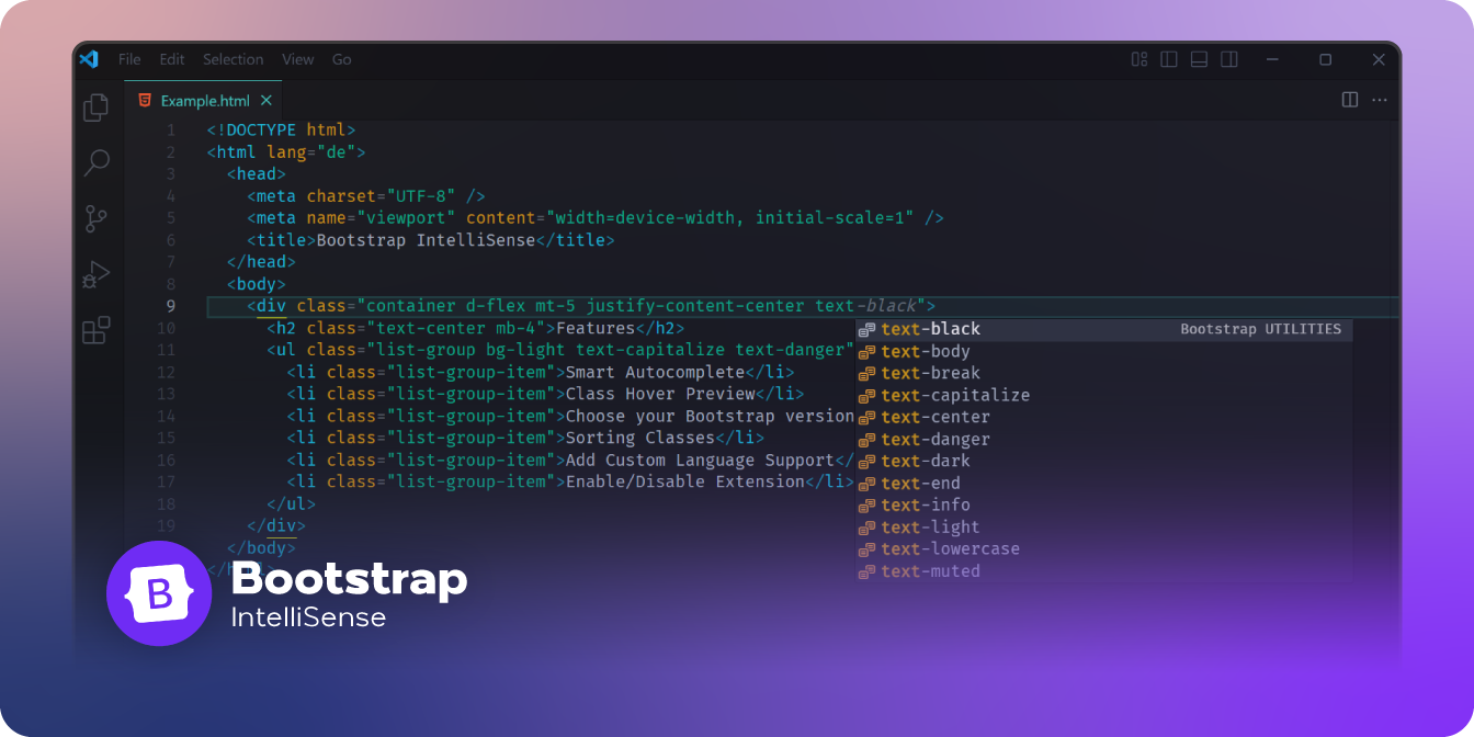 Bootstrap IntelliSense Banner